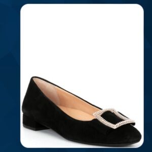 Alex Marie Black Suede Pearl Buckle Flats